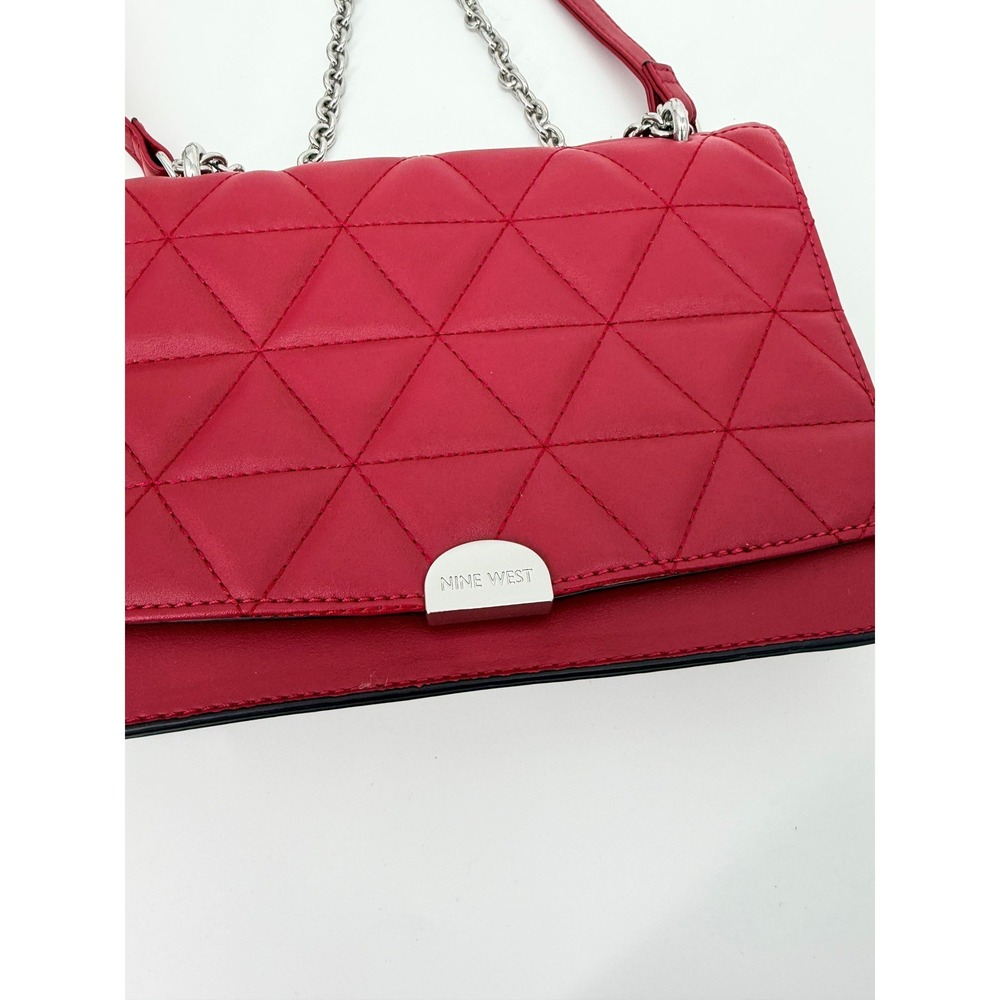Nine West Essie Cherry Red Quilted Shoulder Bag *FLAWED* - Picture 2 of 7